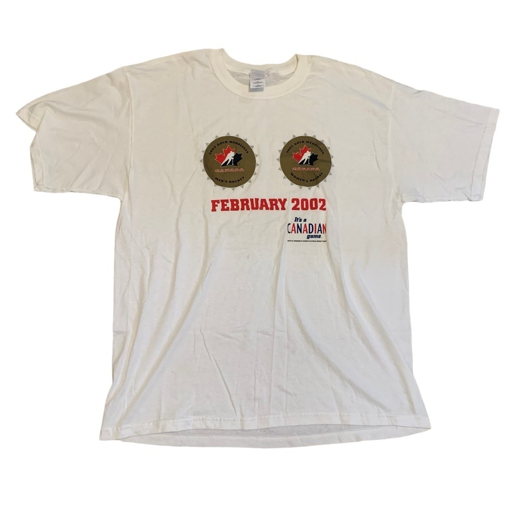 💙 Vintage February 2002 Our Canadian Heritage Beer Cap Graphic Shirt - Gildan XL